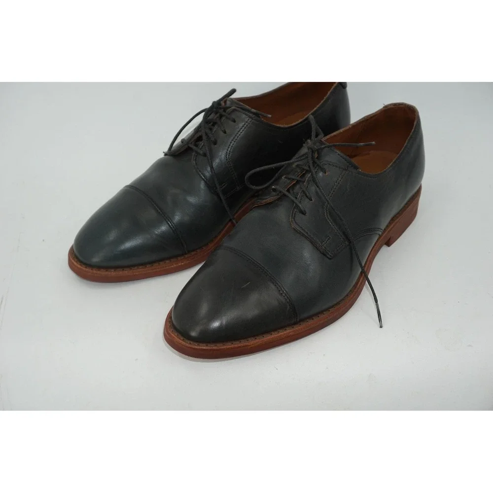 Allen Edmonds Oak Street Shoes Blue Gray Cap Toe Derby Dress Men's Size 8.5 EEE